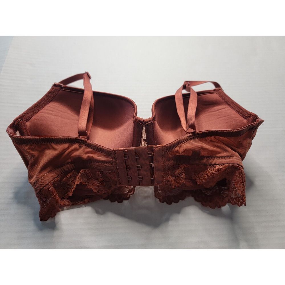 Lattelier Burnt Orange 75D Cup (US 34C) Adjustable Strap Floral Lace Bra - Picture 6 of 7